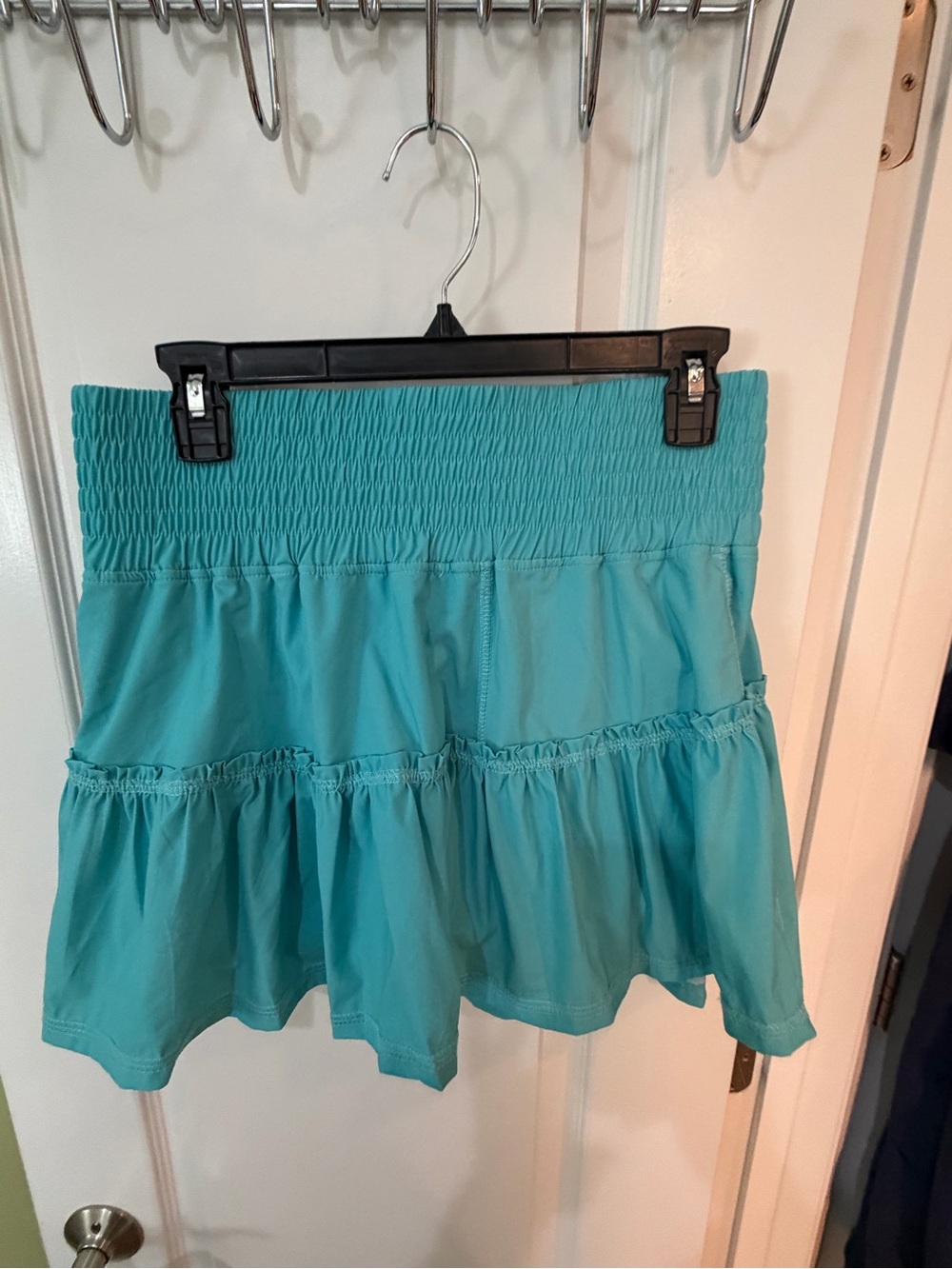 Smocked Waist Mini Skirt in Teal